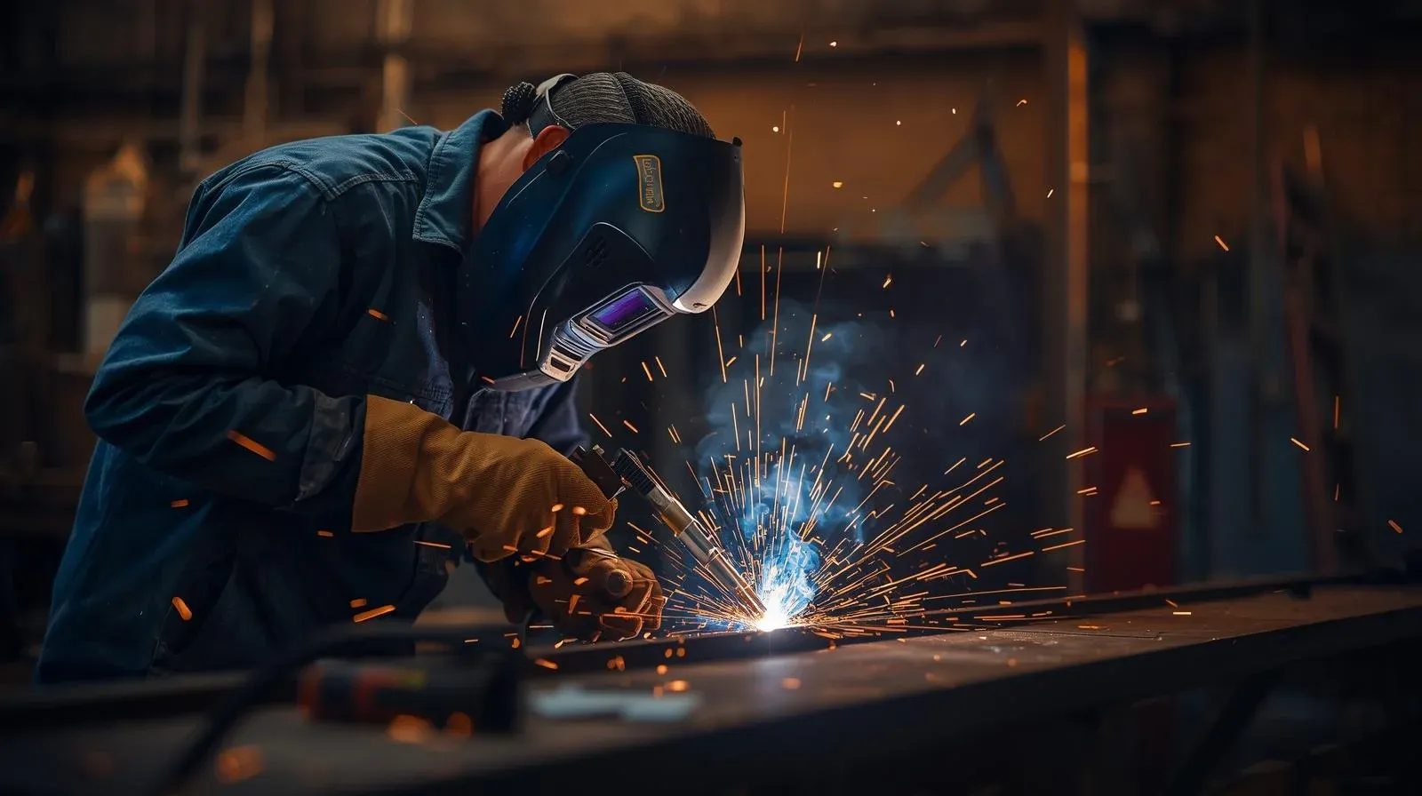 Welding a frame in the factory